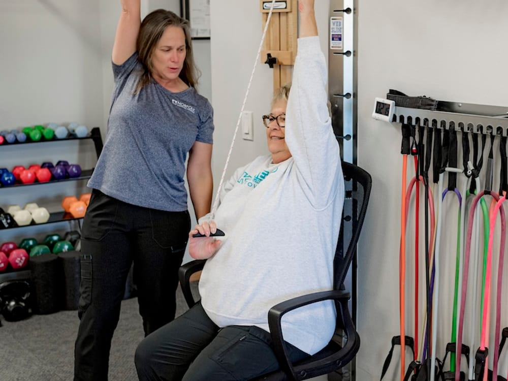 Guided rehab exercise in the gym
